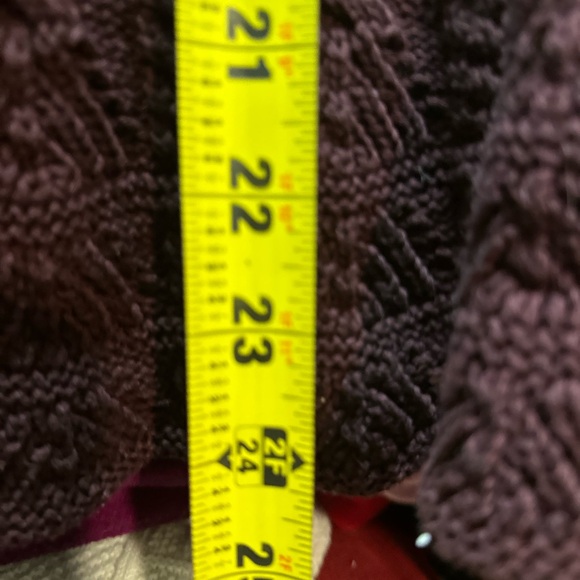 Ralph Lauren Maroon Cable Knit Sweater Cardigan Velvet Belt Large Bell Sleeve - Picture 7 of 8